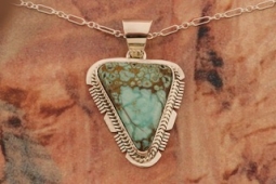 Genuine Number 8 Mine Turquoise Sterling Silver Navajo Pendant